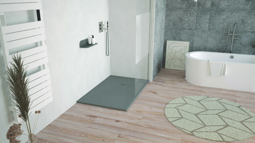 Receveur de Douche Résine de Synthèse mina gris anthracite 70x140 - Elmer